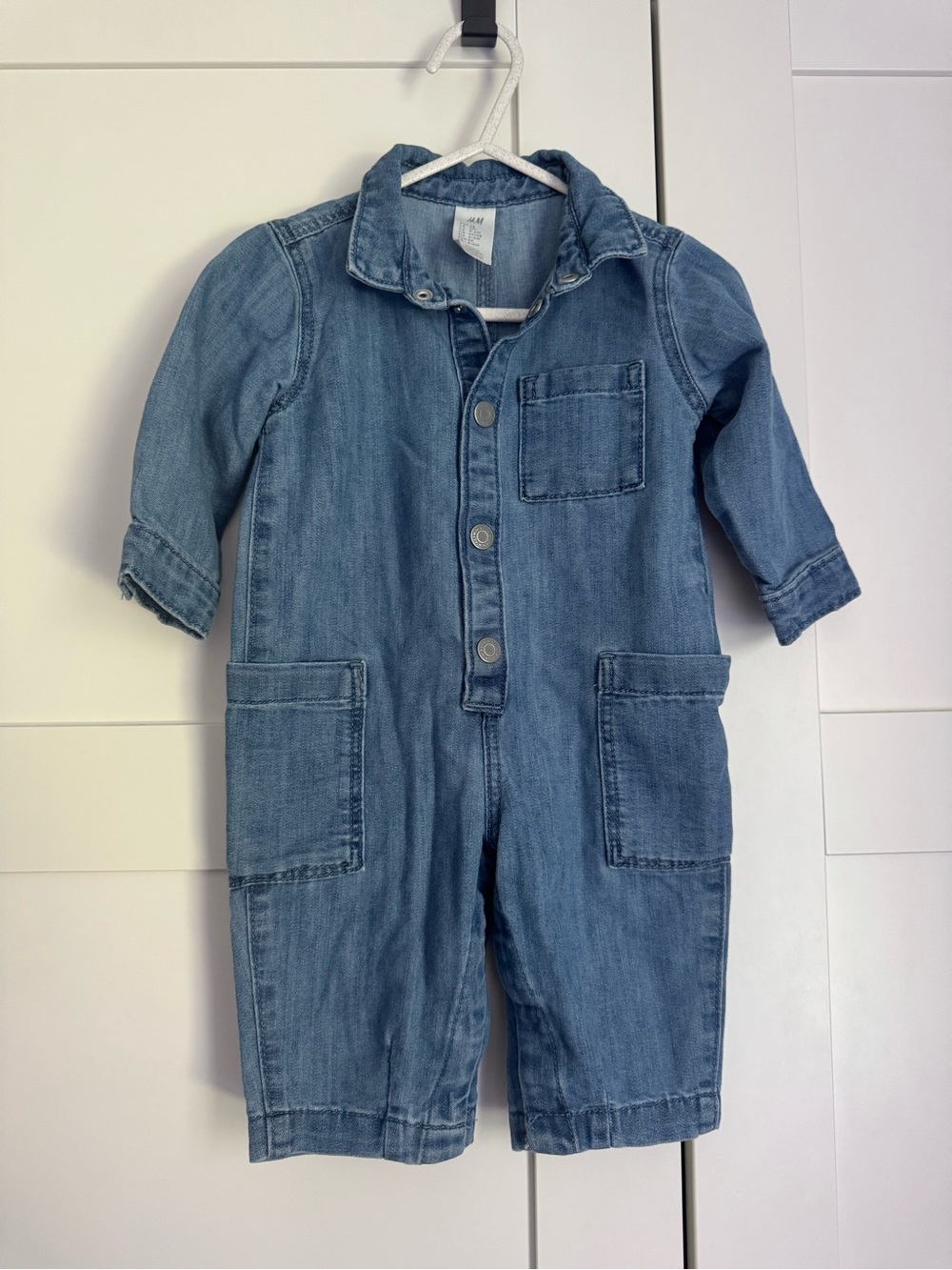 H&M Baby Denim Utility Coverall Jumpsuit Romper 4-6M